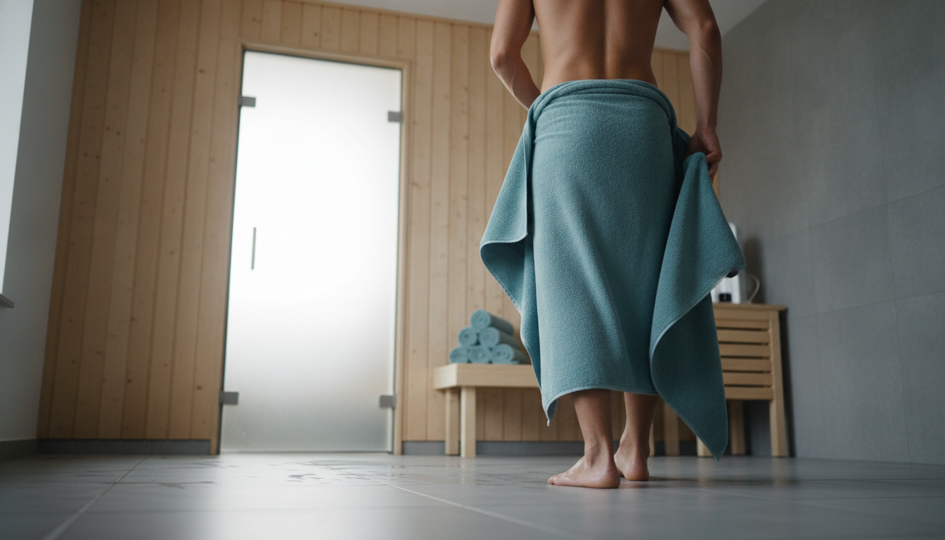 体の水分を拭いてから入る
